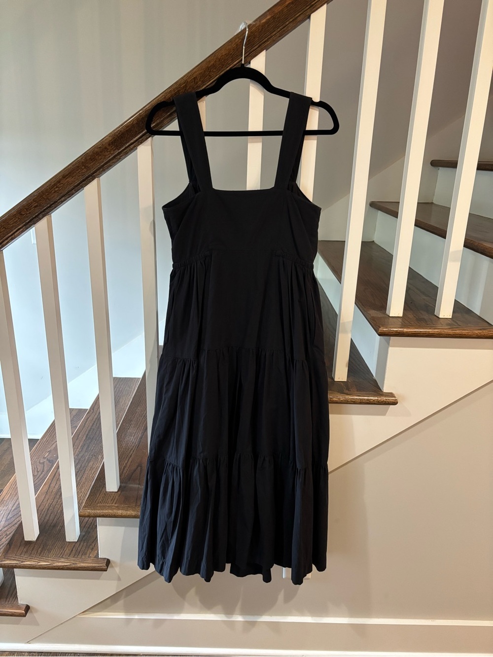 Madewell Black Button-Front Tiered Midi Dress - Picture 5 of 6